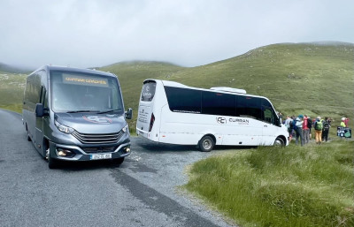 Dropping off groups for a hill walk at Glenveagh National Park, Donegal Coach Hire, Ireland